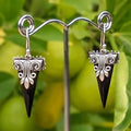 White brass earrings with 3 chooses of gem stone. Onyx, Turquoise and Amethyst