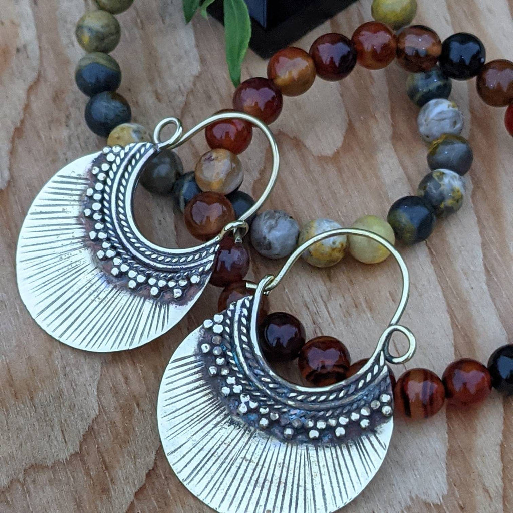 Plan white brass earrings boho earrings ethnic style for any occasion handmade with Care