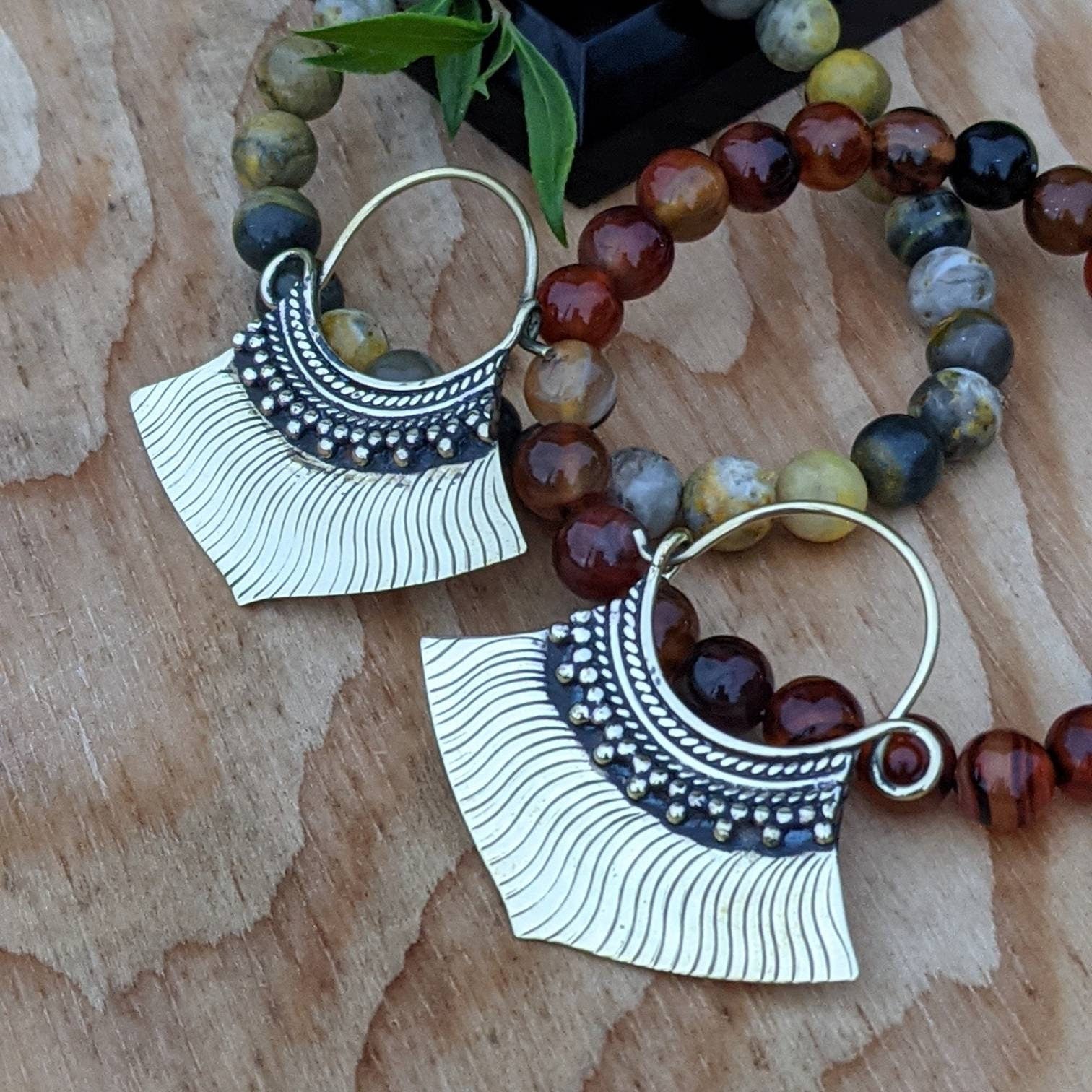 Handmade Brass Boho Dangle Earrings: Ethnic Style