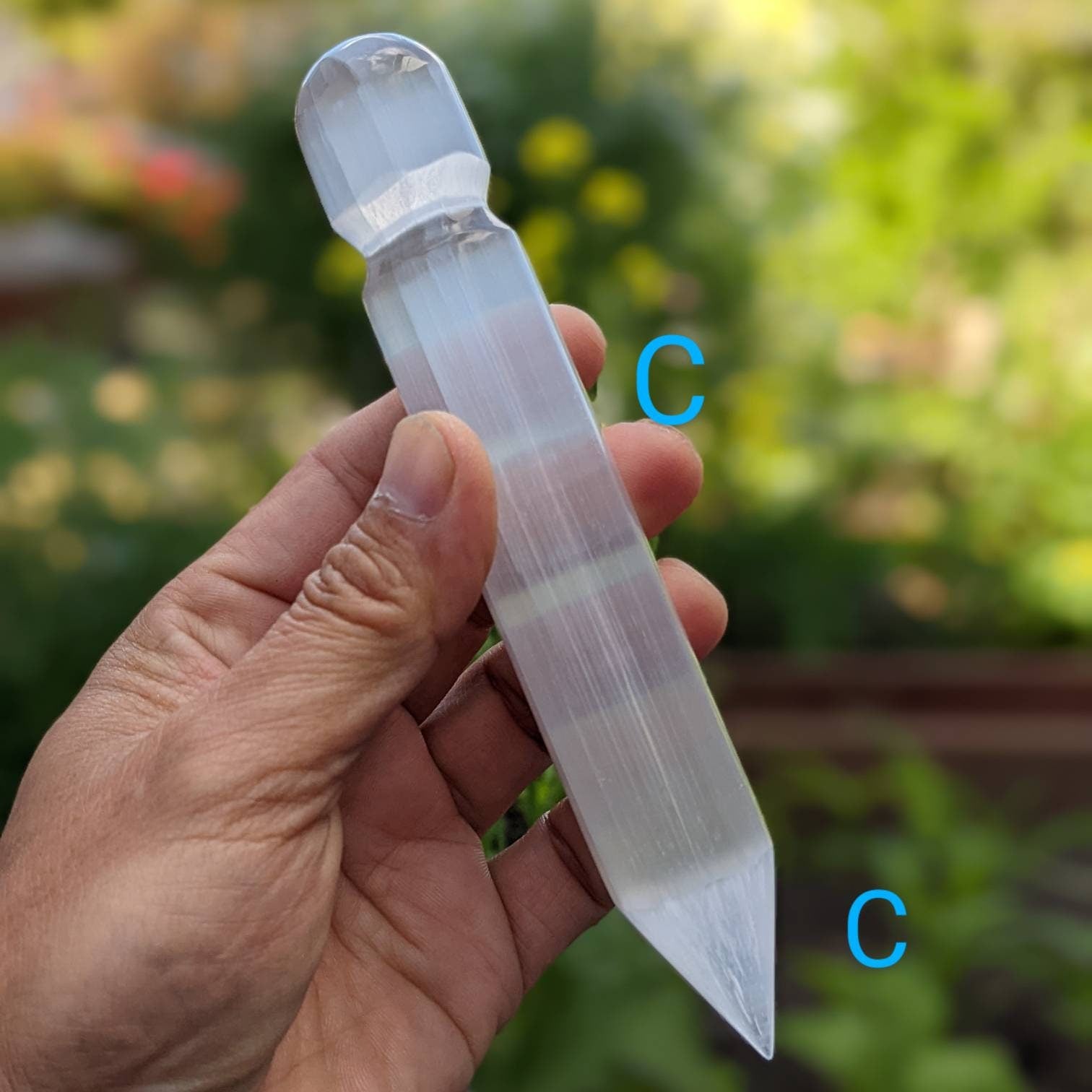 6-8" Spiral Faceted Selenite Crystal Massage Wand