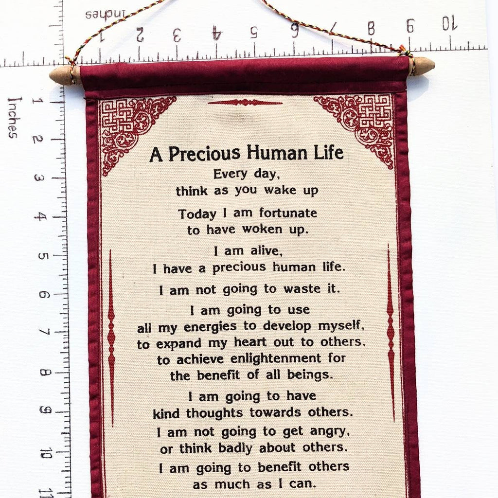 DALAI LAMA QUOTES ~ Cotton Canvas Scroll Natural White Color
