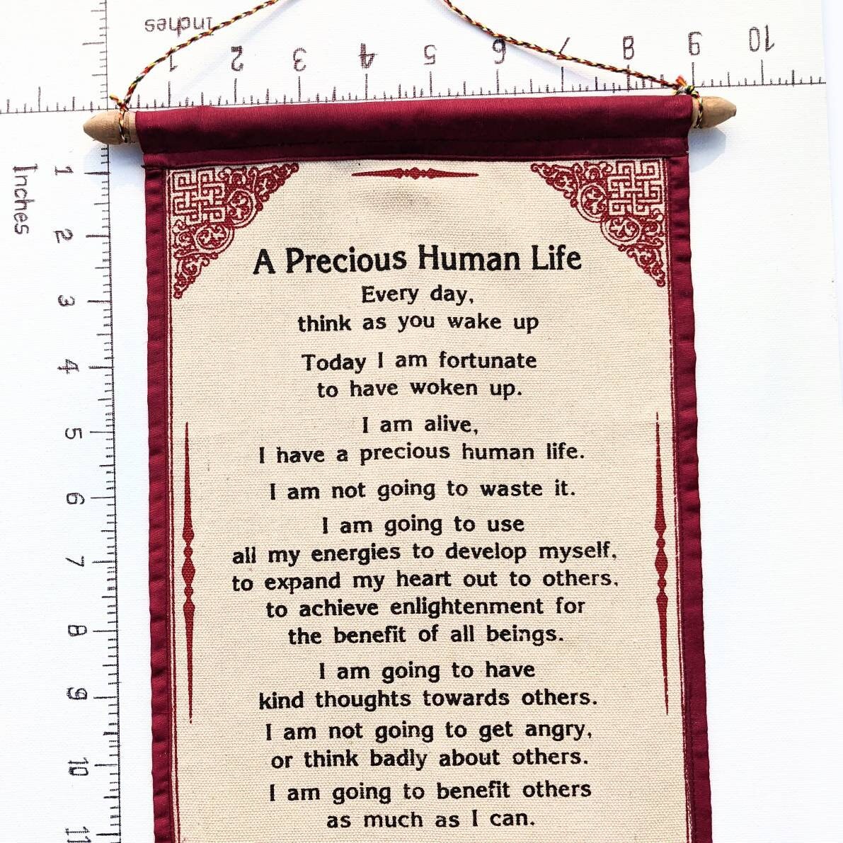 DALAI LAMA QUOTES ~ Cotton Canvas Scroll Natural White Color