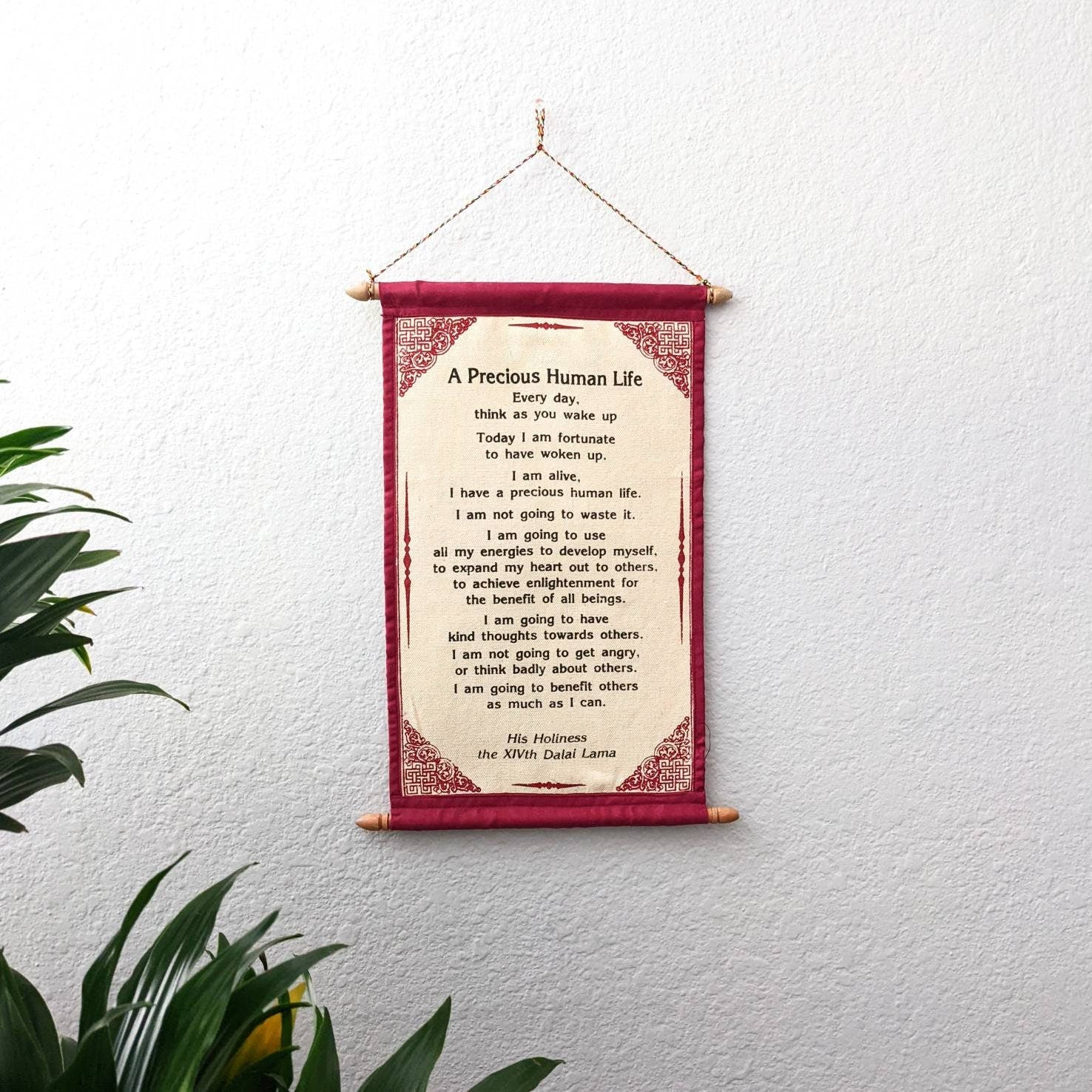 DALAI LAMA QUOTES ~ Cotton Canvas Scroll Natural White Color