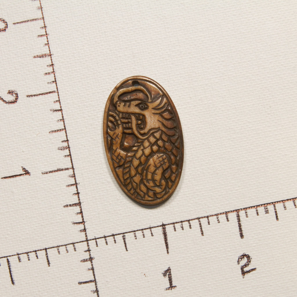 Hand-Carved Yak Bone Dragon/Lizard Amulet – Tibetan Tribal Jewelry