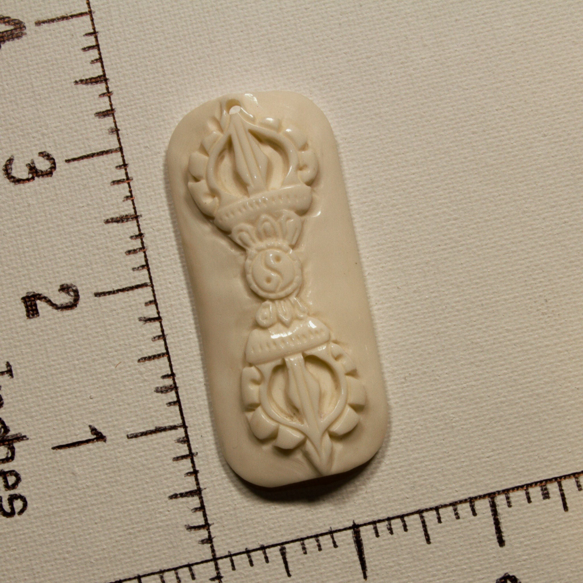 Yak bone Dorje finest work of art pendant button