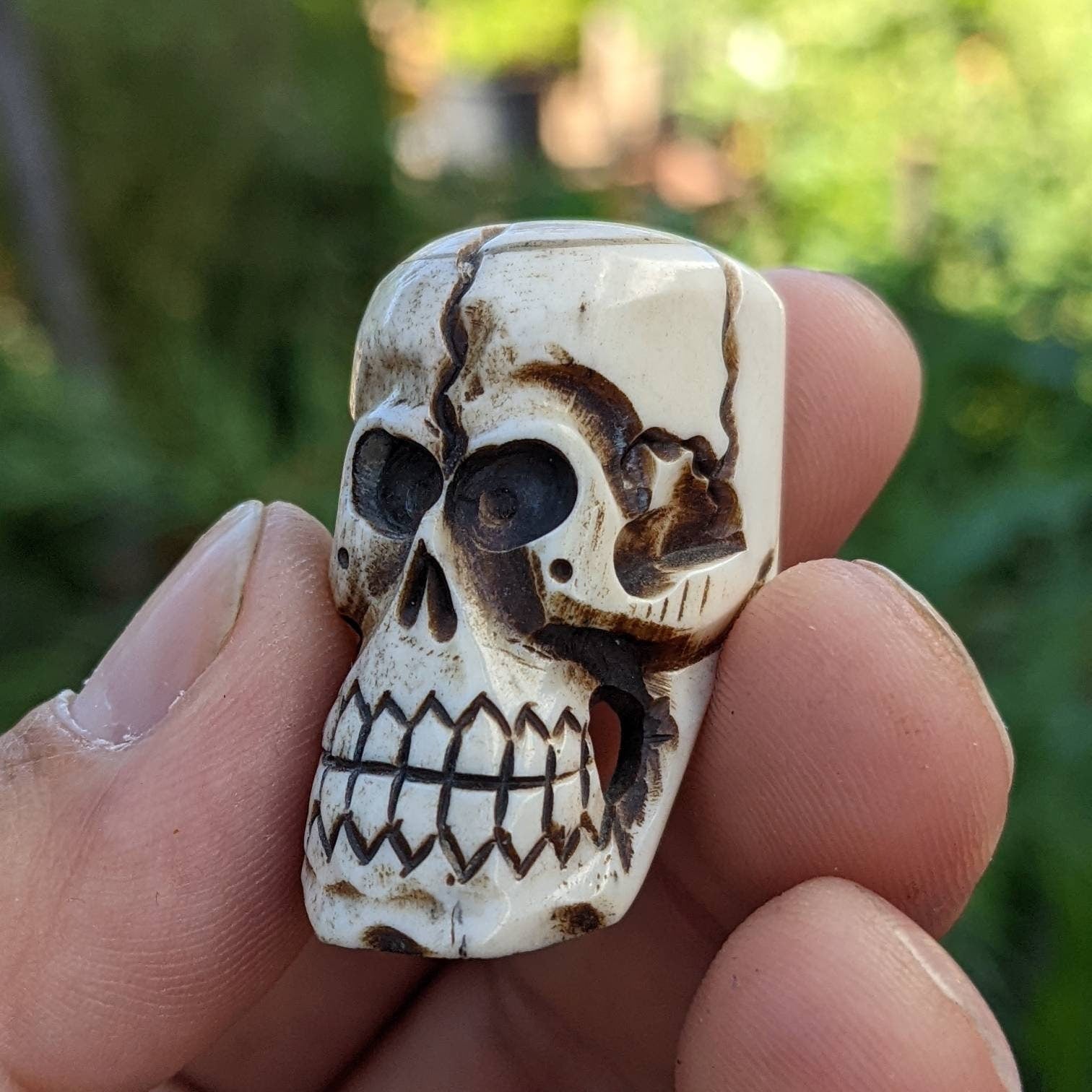 Tibetan rare vintage Yak bone Hand carved skull beads