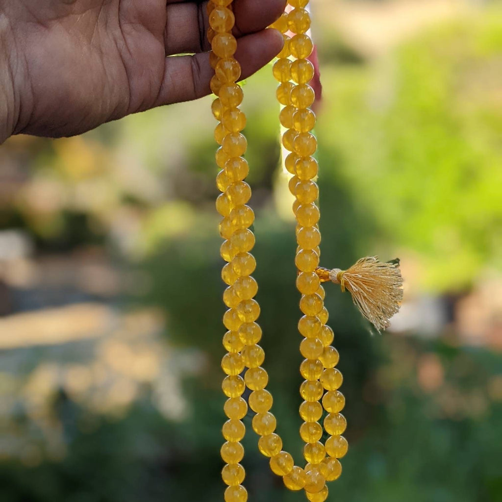 Faux Amber Mala: 108 Bead Buddhist Rosary, Yoga Gift