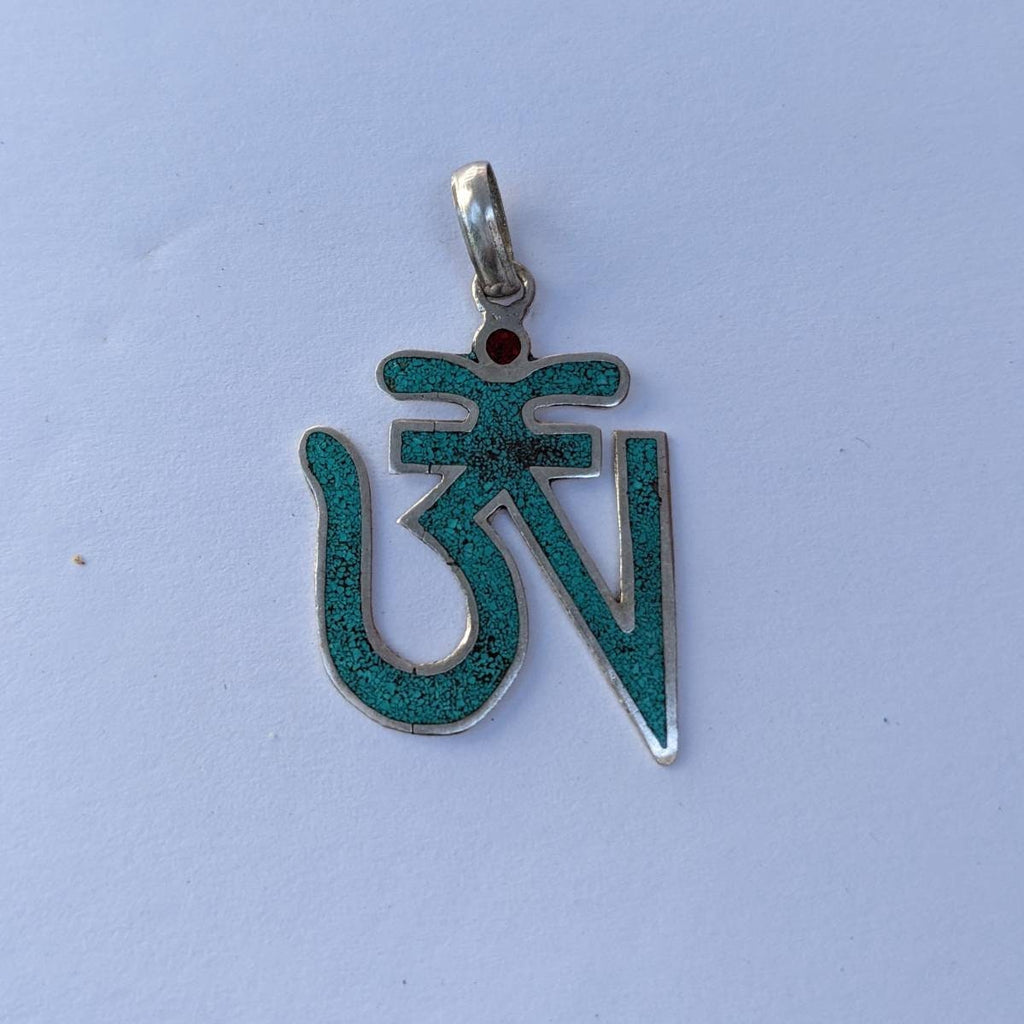 Tibetan Om Pendant: Turquoise Healing Jewelry