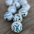 Handmade Conch Shell Om Beads: Himalayan Inlay (5pcs 15mm)