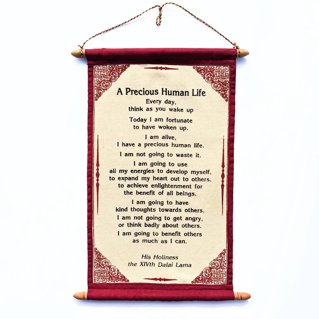 DALAI LAMA QUOTES ~ Cotton Canvas Scroll Natural White Color