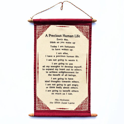 DALAI LAMA QUOTES ~ Cotton Canvas Scroll Natural White Color