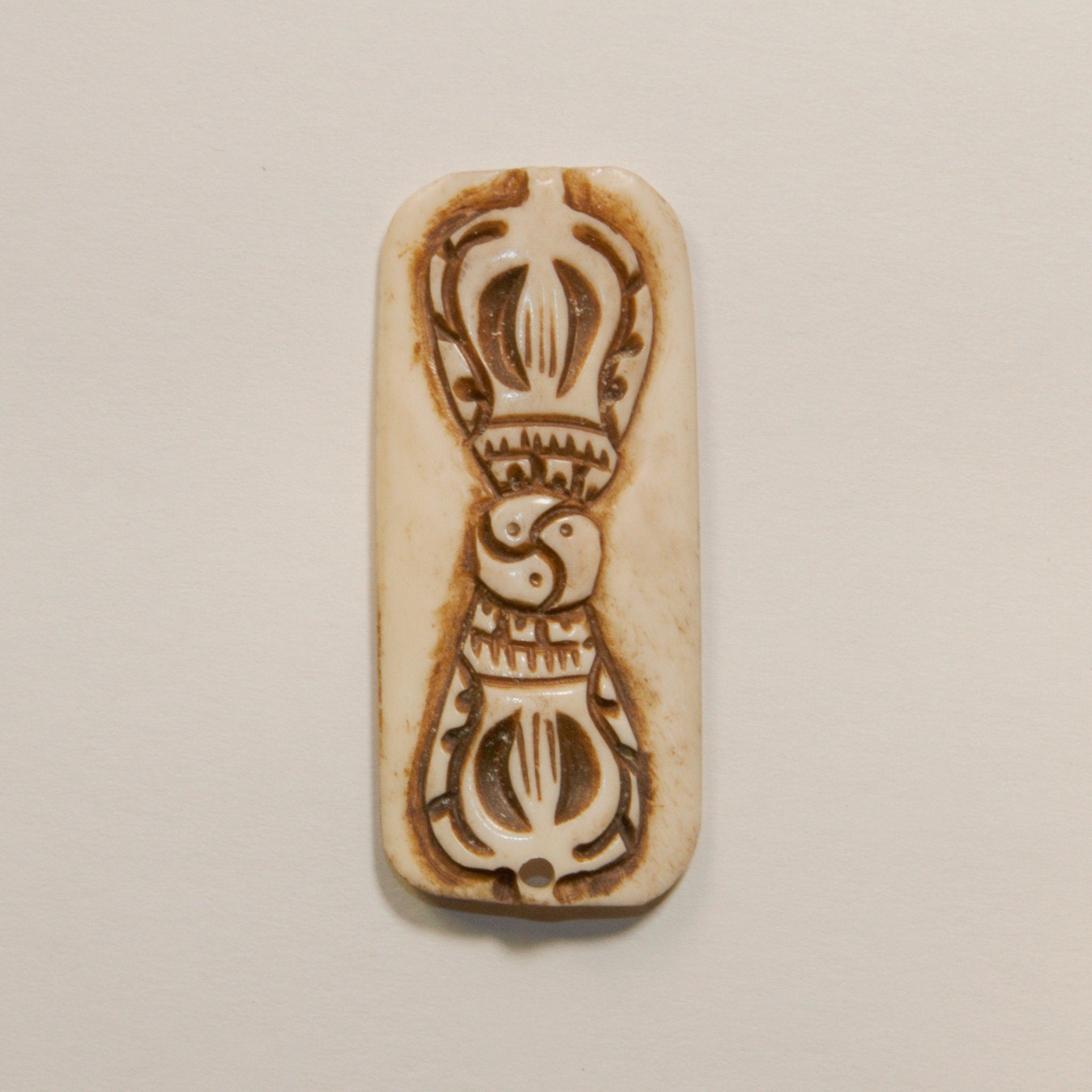 Yak bone Dorje finest work of art pendant button