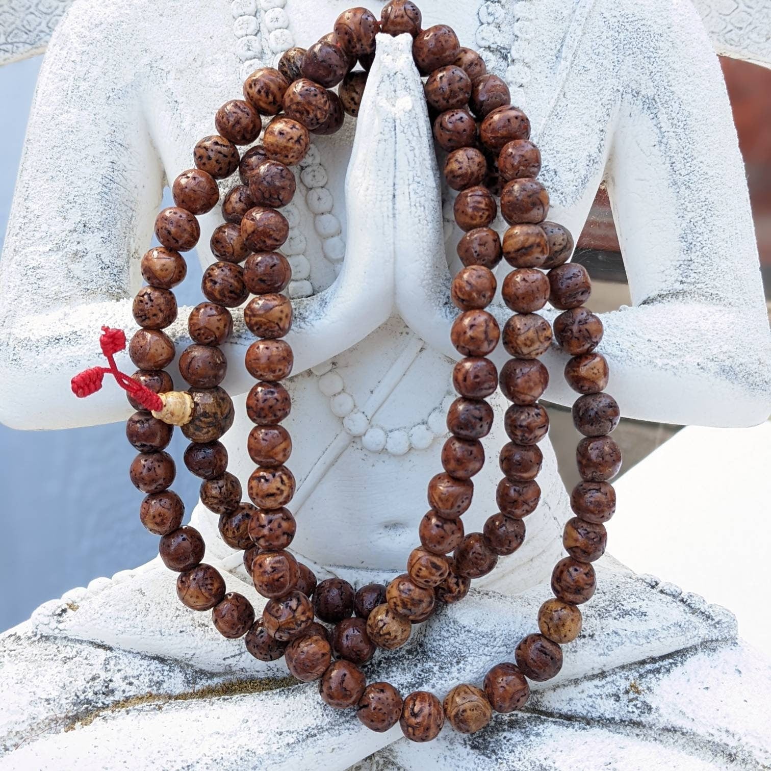 Bodhi Seed Mala Necklace: 108 Beads, Phoenix Eye, 20 Inch