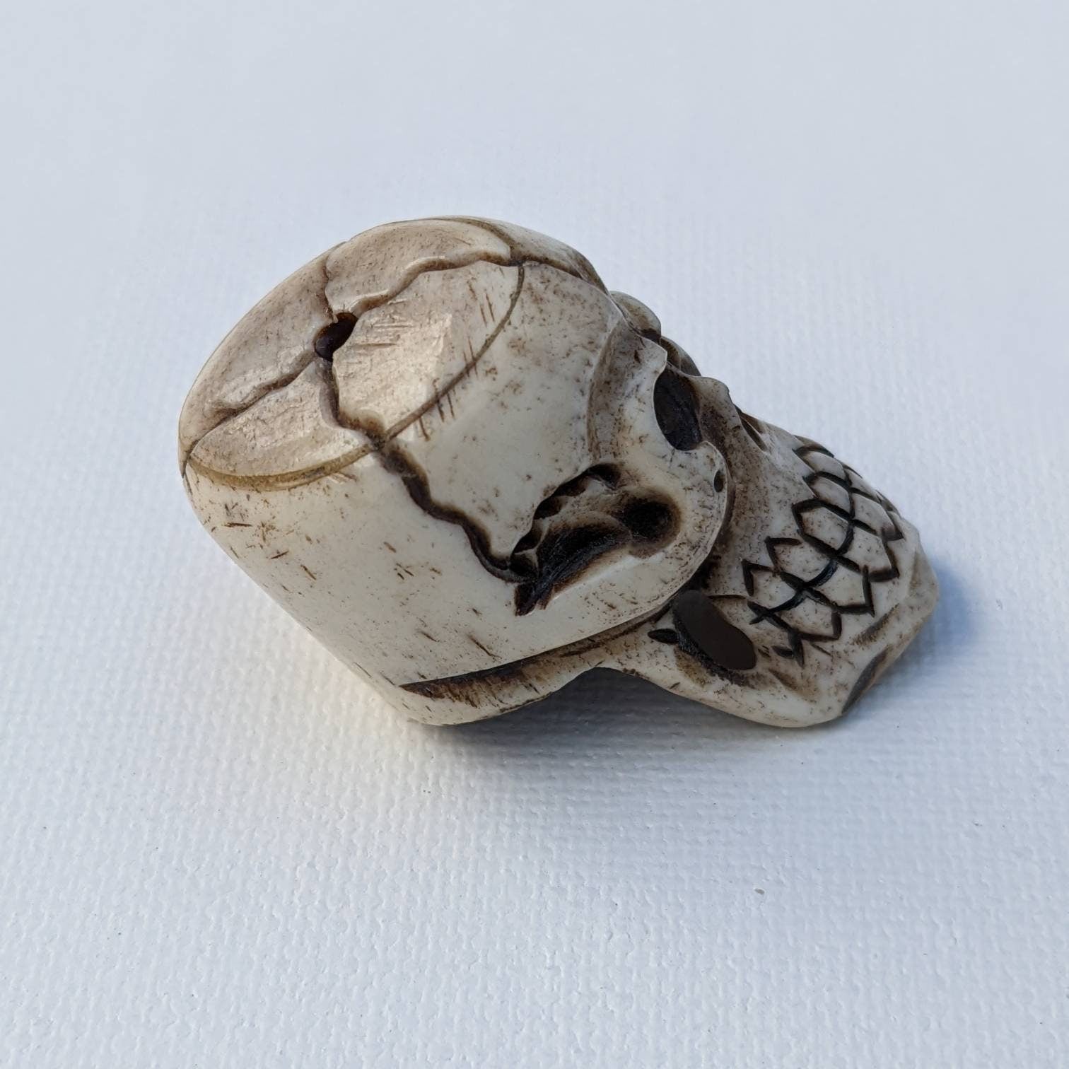 Tibetan rare vintage Yak bone Hand carved skull beads