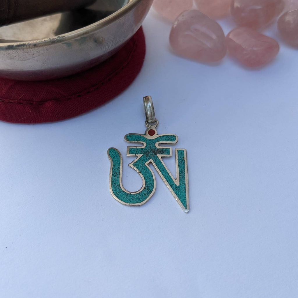 Tibetan Om Pendant: Turquoise Healing Jewelry