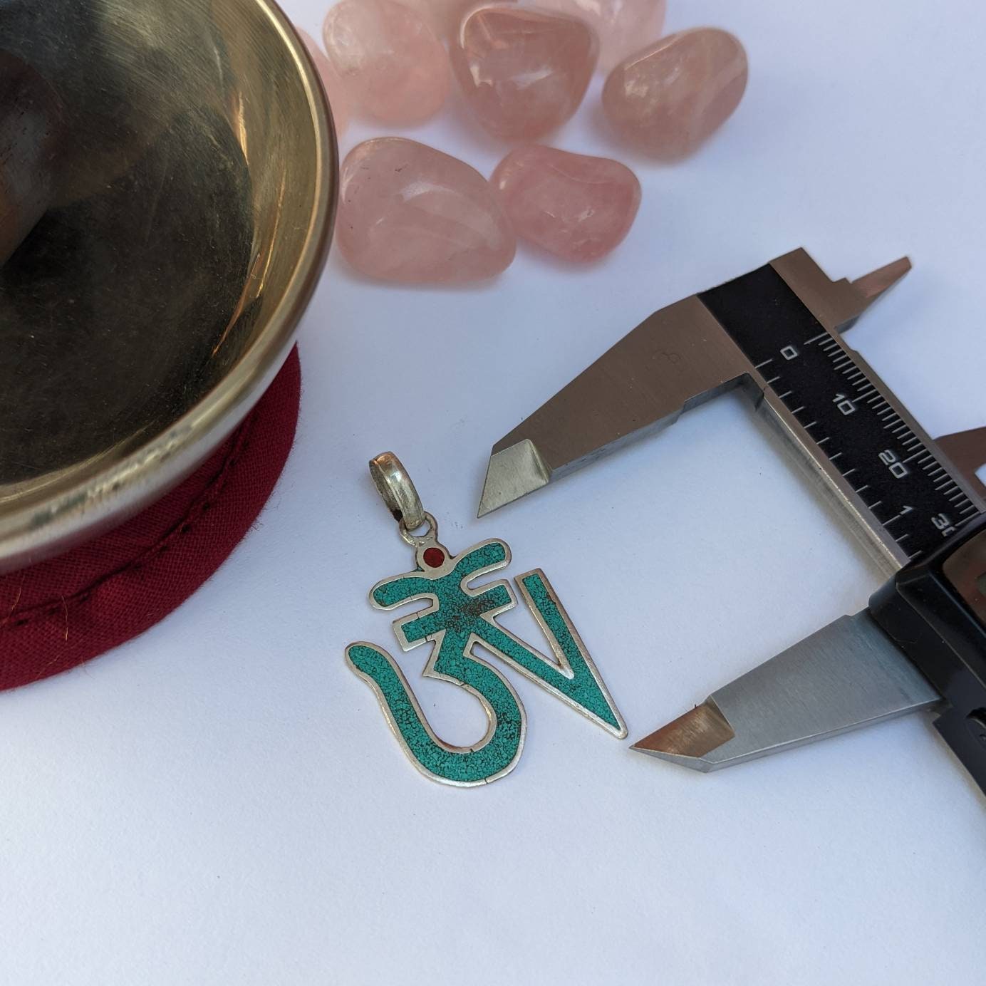 Tibetan Om Pendant: Turquoise Healing Jewelry