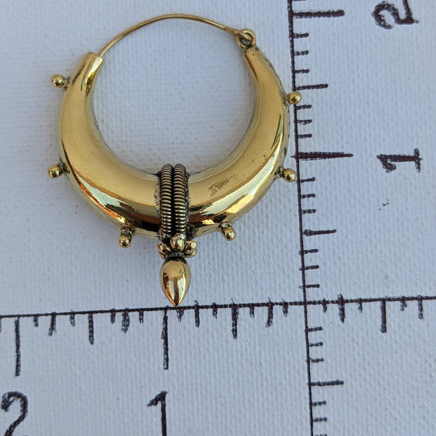 Brass Hoop Earrings: Ethnic Tribal Spike Creole Earrings