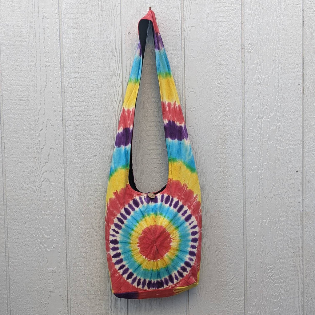 Tie Dye Cotton Shoulder Bag: Vibrant Sunburst Crossbody