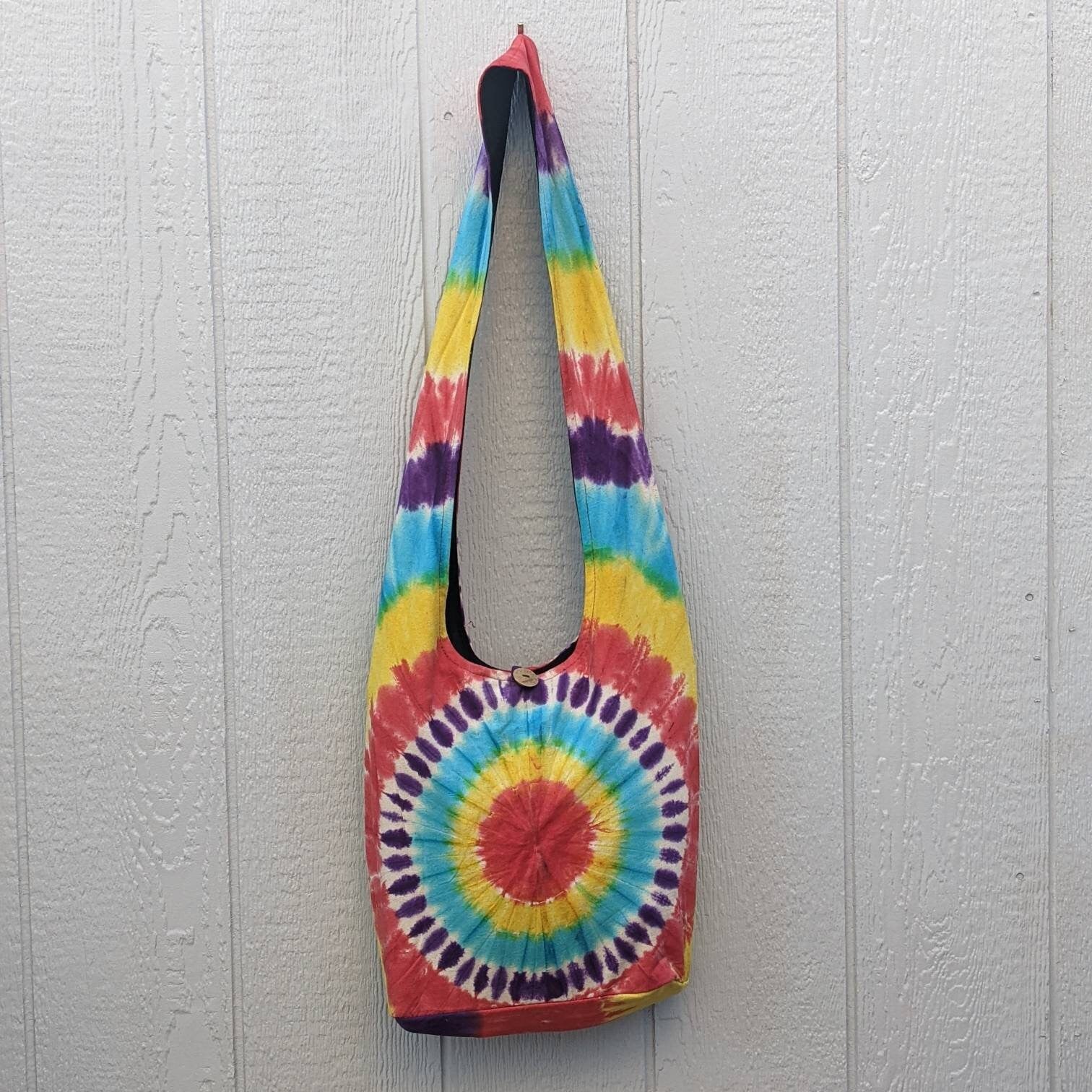 Tie Dye Cotton Shoulder Bag: Vibrant Sunburst Crossbody