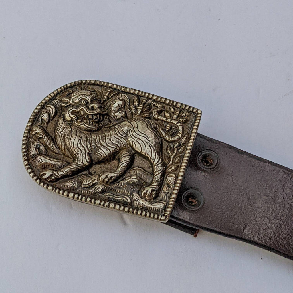 Exotic Tibetan Snow Lion Belt Buckle
