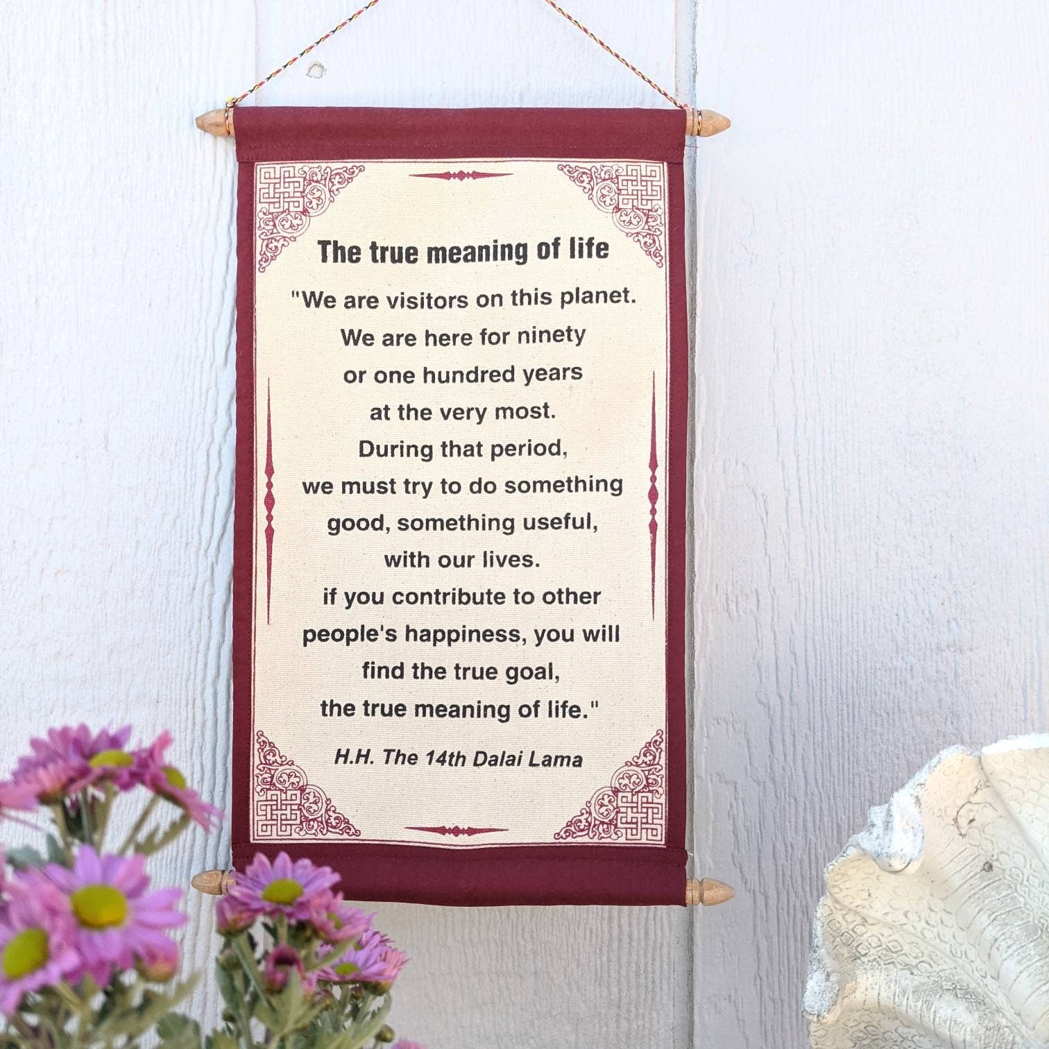 DALAI LAMA QUOTES ~ Cotton Canvas Scroll Natural White Color