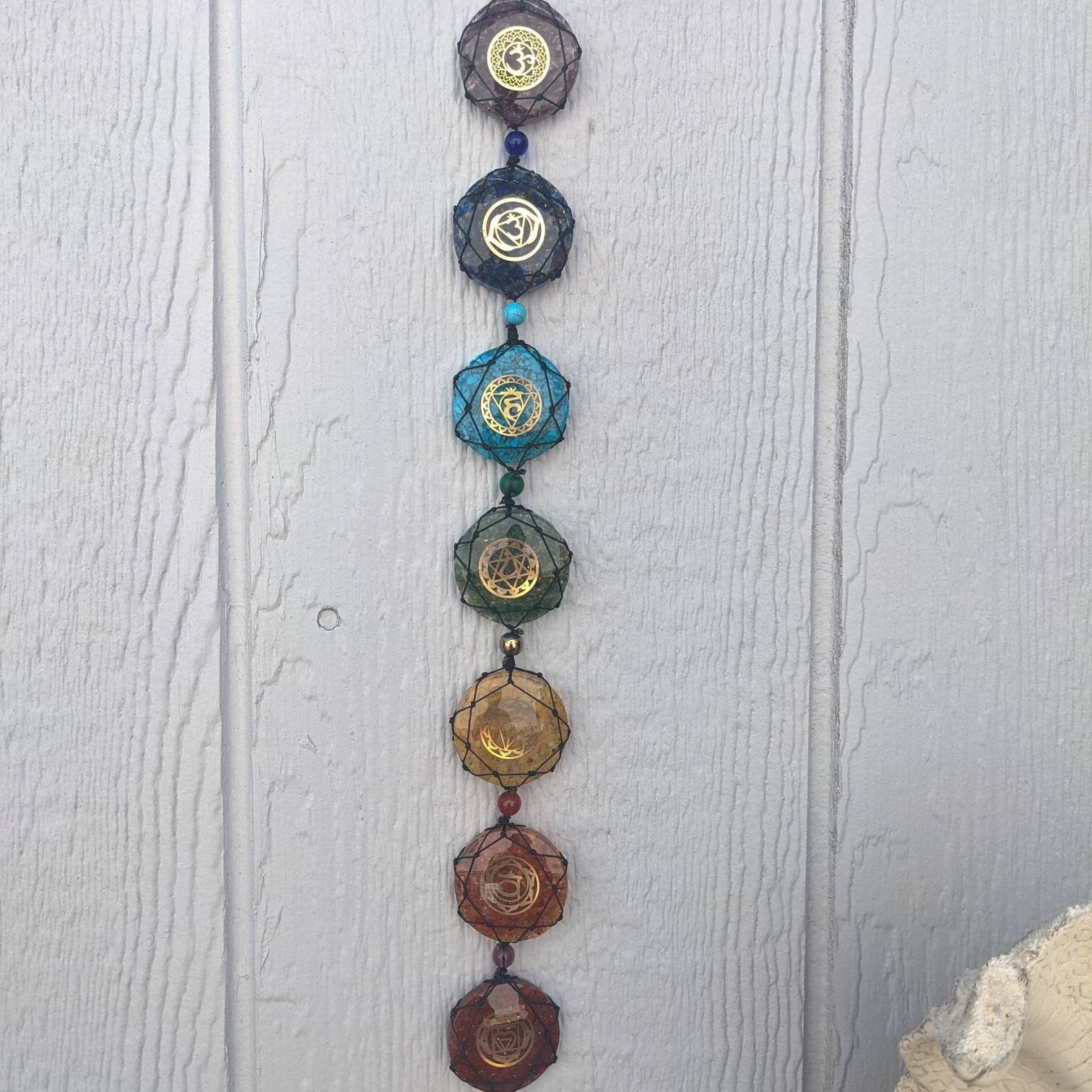 Hanging Chakra Stones Decor: Reiki-Infused Crystal Charm