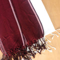 Tibetan Cotton Meditation Shawl: Burgundy & White Striped Zen Wrap