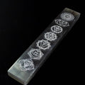 Engraved Chakra Selenite Wand: Moroccan Crystal Healing Ruler (20cm)