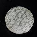Engraved Selenite Palm Stone: Flower of Life Crystal Charging Wand