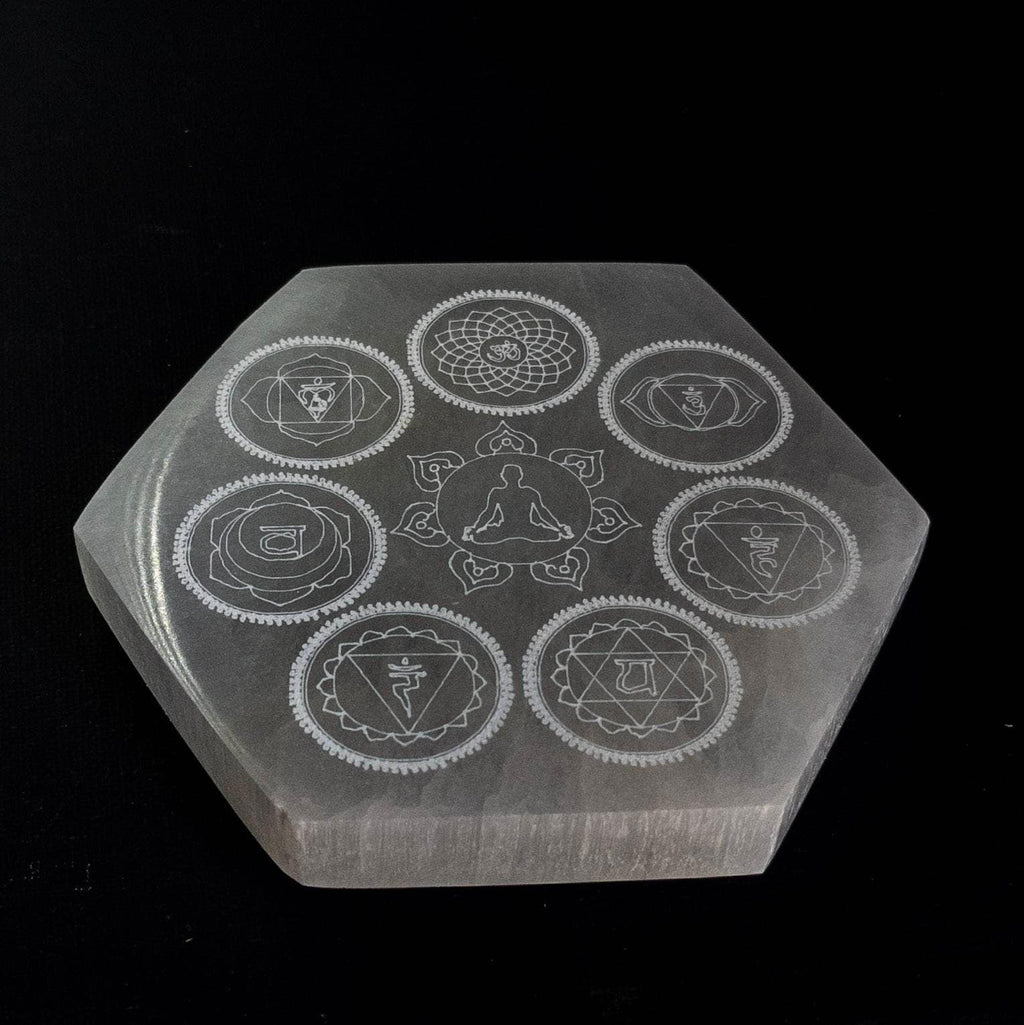 Selenite Chakra Charging Plate: Moroccan Hexagon Crystal Healing