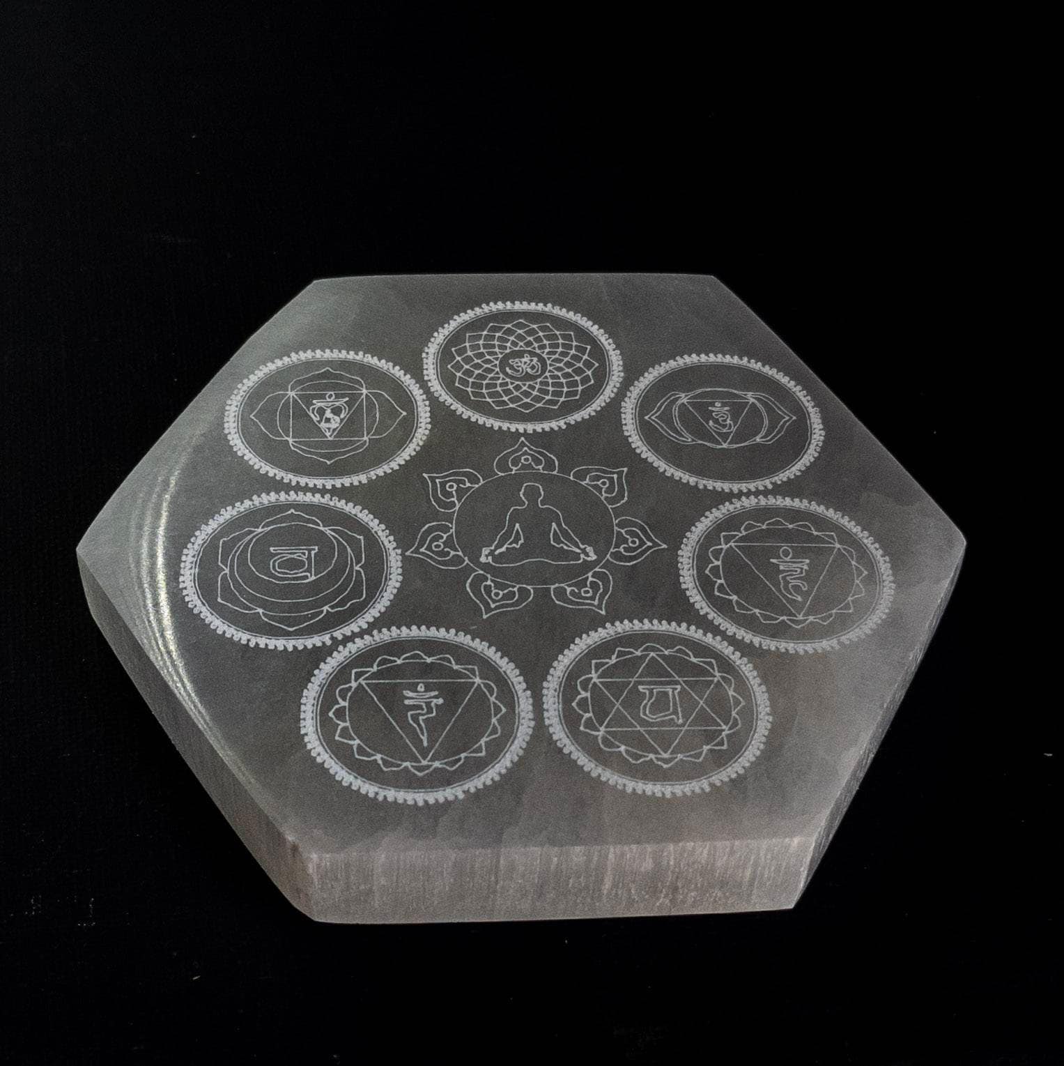 Selenite Chakra Charging Plate: Moroccan Hexagon Crystal Healing