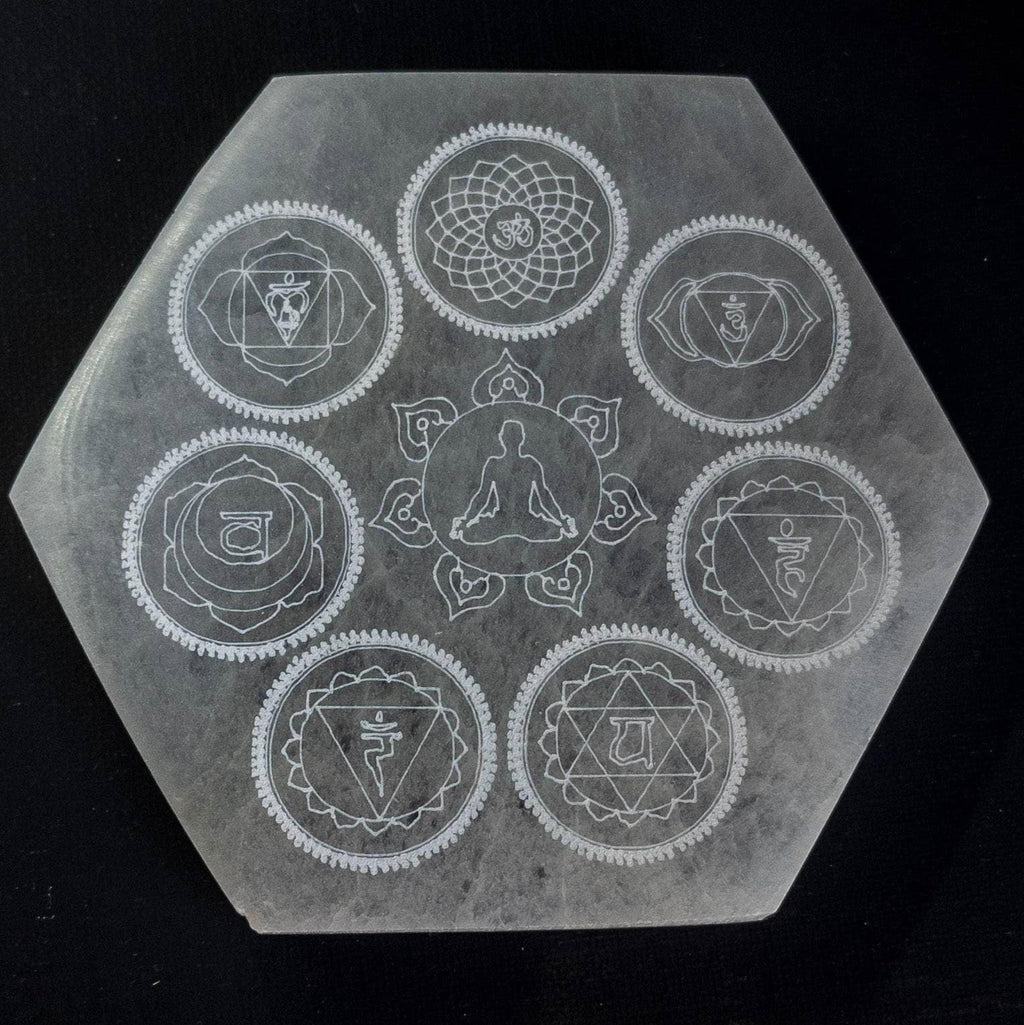 Selenite Chakra Charging Plate: Moroccan Hexagon Crystal Healing