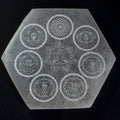 Selenite Chakra Charging Plate: Moroccan Hexagon Crystal Healing