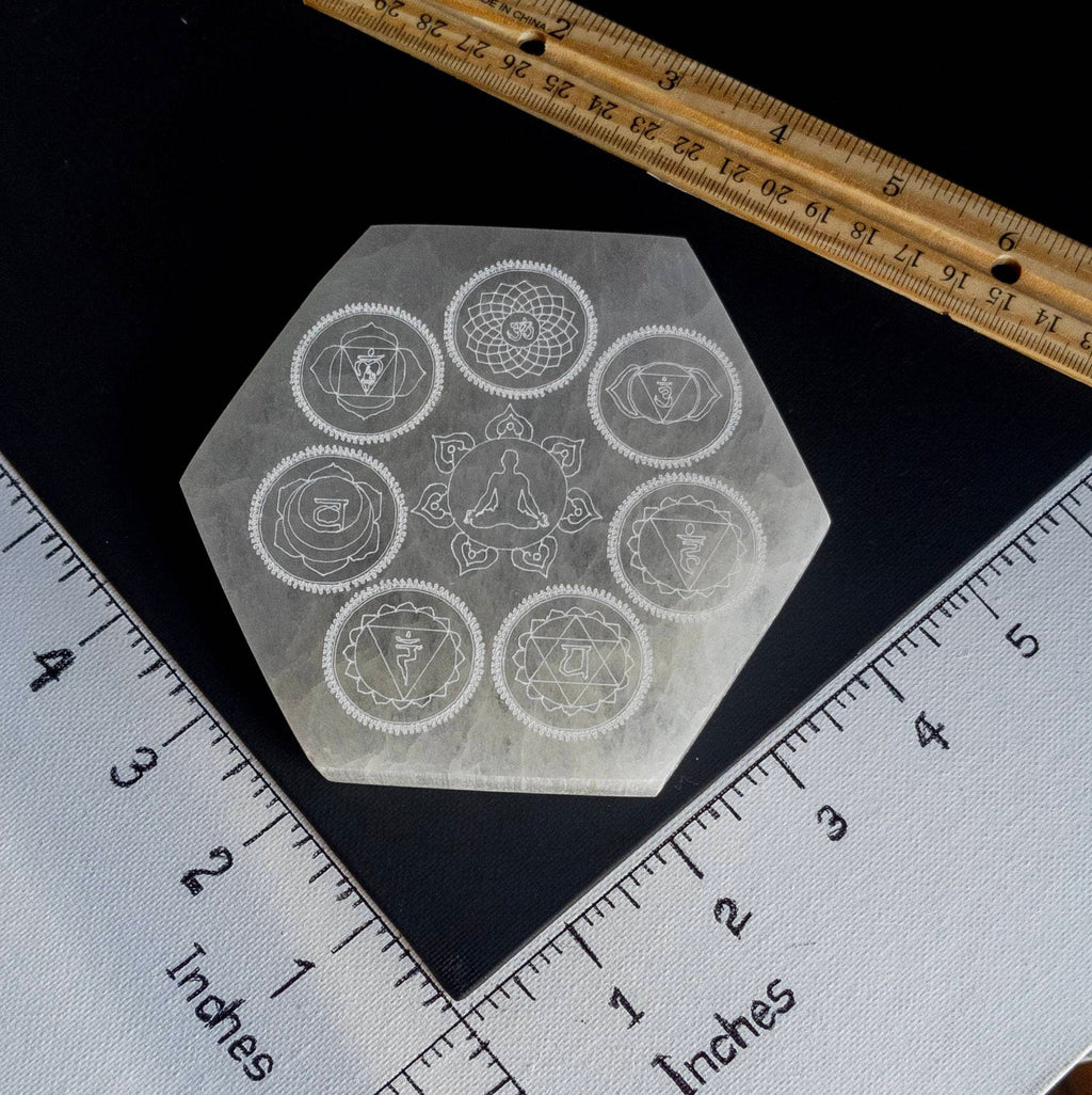 Selenite Chakra Charging Plate: Moroccan Hexagon Crystal Healing