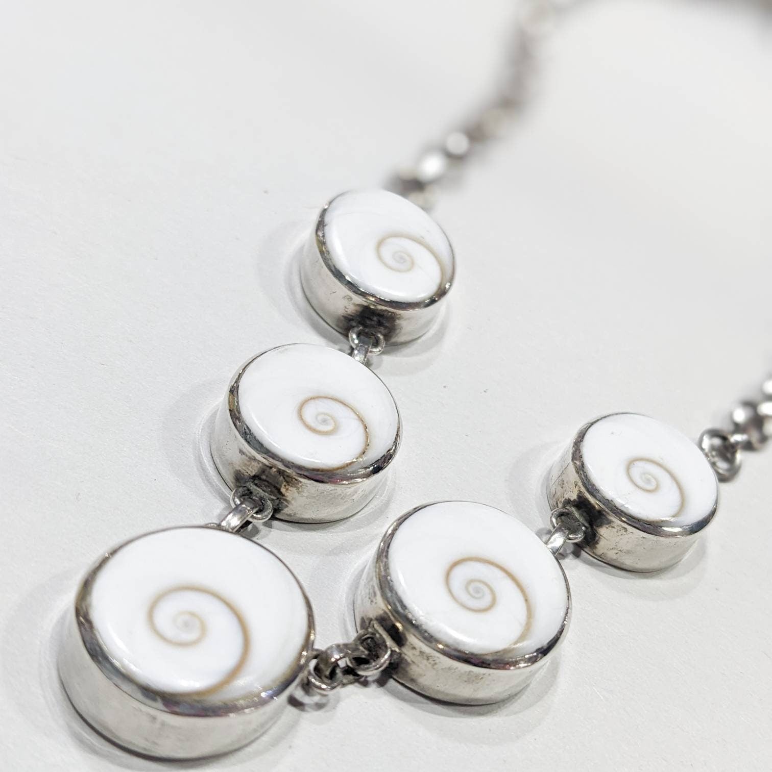 Vintage Shiva eye pure silver necklace