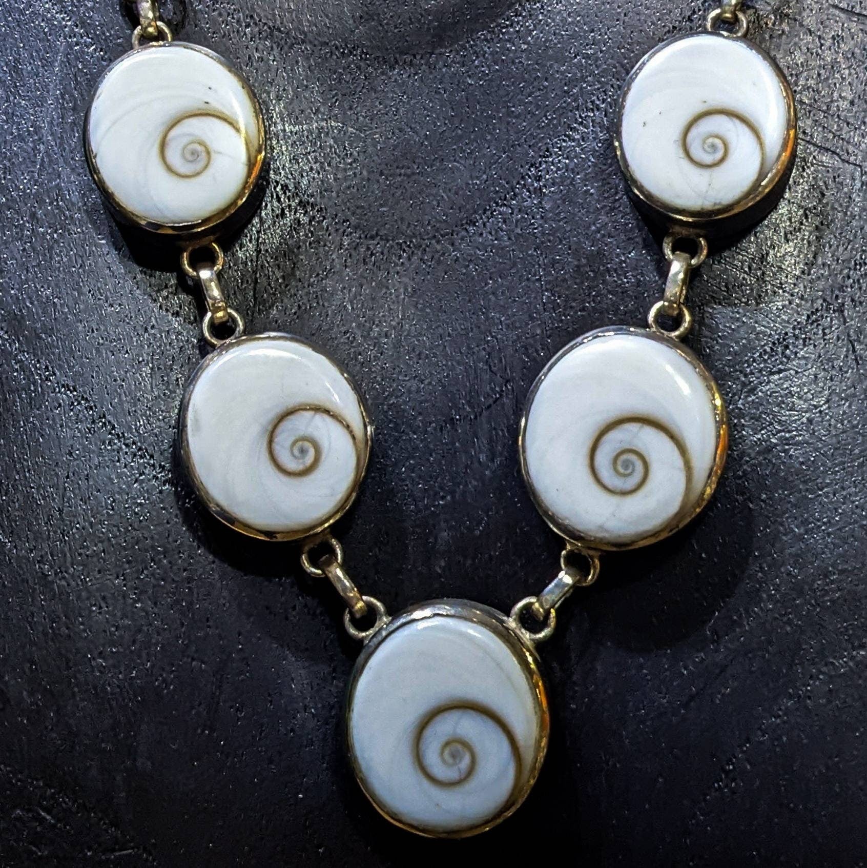 Vintage Shiva eye pure silver necklace