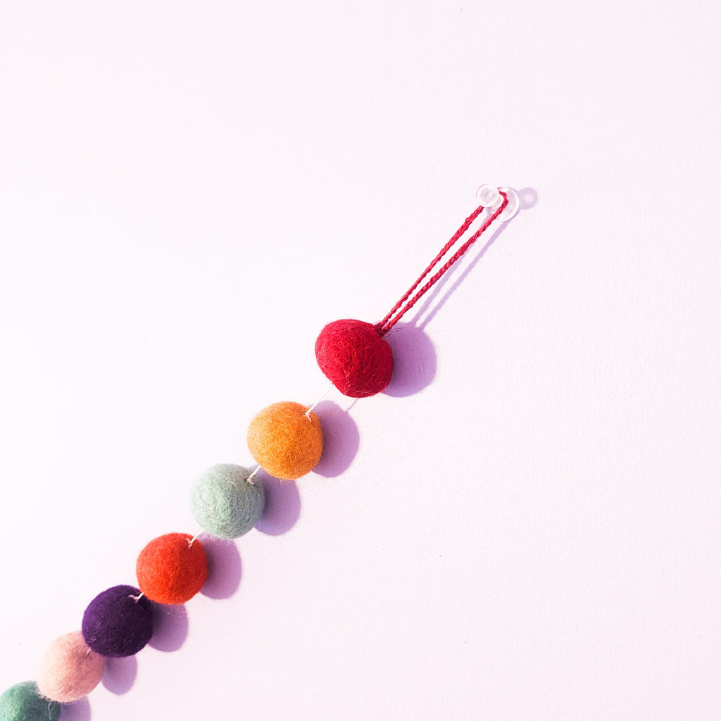 Colorful Felt Ball Garland, 2.5cm Wool Pom Poms, 10ft
