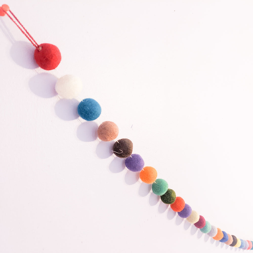 Colorful Felt Ball Garland, 2.5cm Wool Pom Poms, 10ft