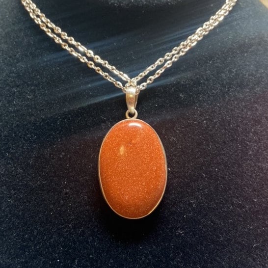 P3/12 - Natural Sunstone Pendant: 925 Sterling Silver (T12-012)