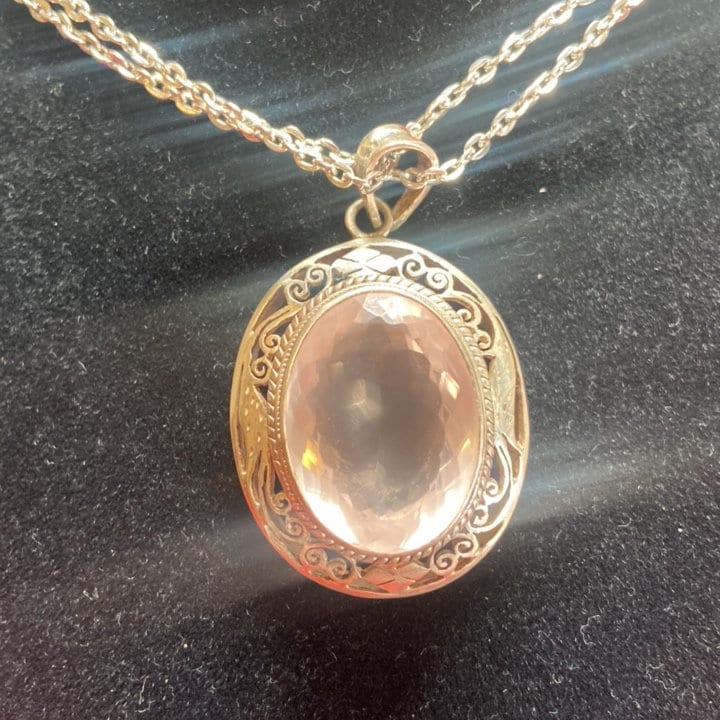P3/19 - Rose Quartz Pendant with sterling silver, for men or women (T12-019)