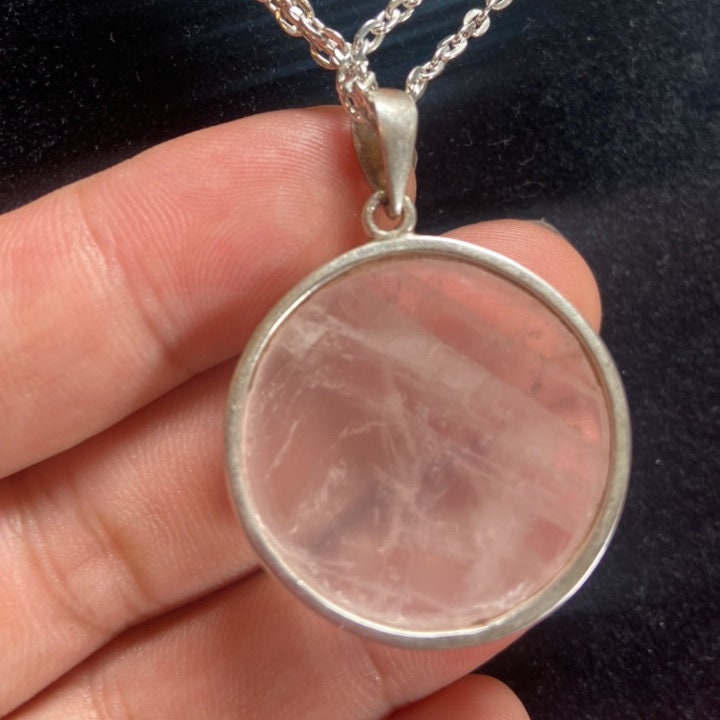 P3/21 - Rose Quartz Pendant with sterling silver,for men or women (T12-021)