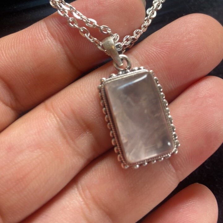 P3/26 - Rose Quartz Pendant with sterling silver, for men or women (T12-026)