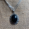 P3/35 - Natural Black Onyx Gemstone of Silver Pendant (T12-035)