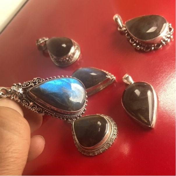 P3/41 (A-J) Labradorite Gemstone Handmade 925 Sterling Silver Jewelry Pendants (T12-041)