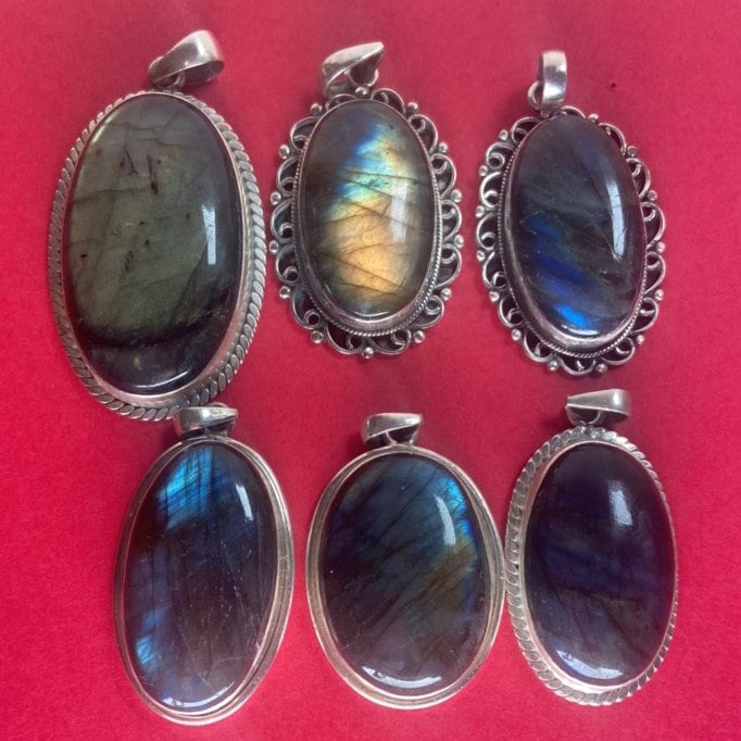 P3/42 (A-D) Labradorite Gemstone Handmade 925 Sterling Silver Jewelry Pendants (T12-042)