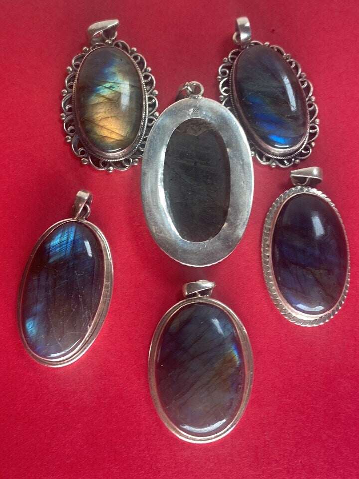 P3/42 (A-D) Labradorite Gemstone Handmade 925 Sterling Silver Jewelry Pendants (T12-042)