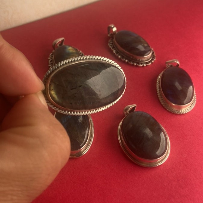 P3/42 (A-D) Labradorite Gemstone Handmade 925 Sterling Silver Jewelry Pendants (T12-042)