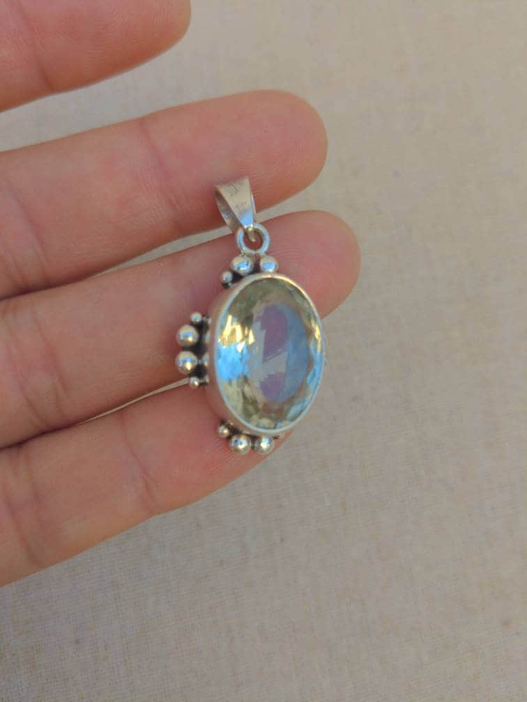 Handmade Oval Citrine Pendant: 925 Sterling Silver Gemstone