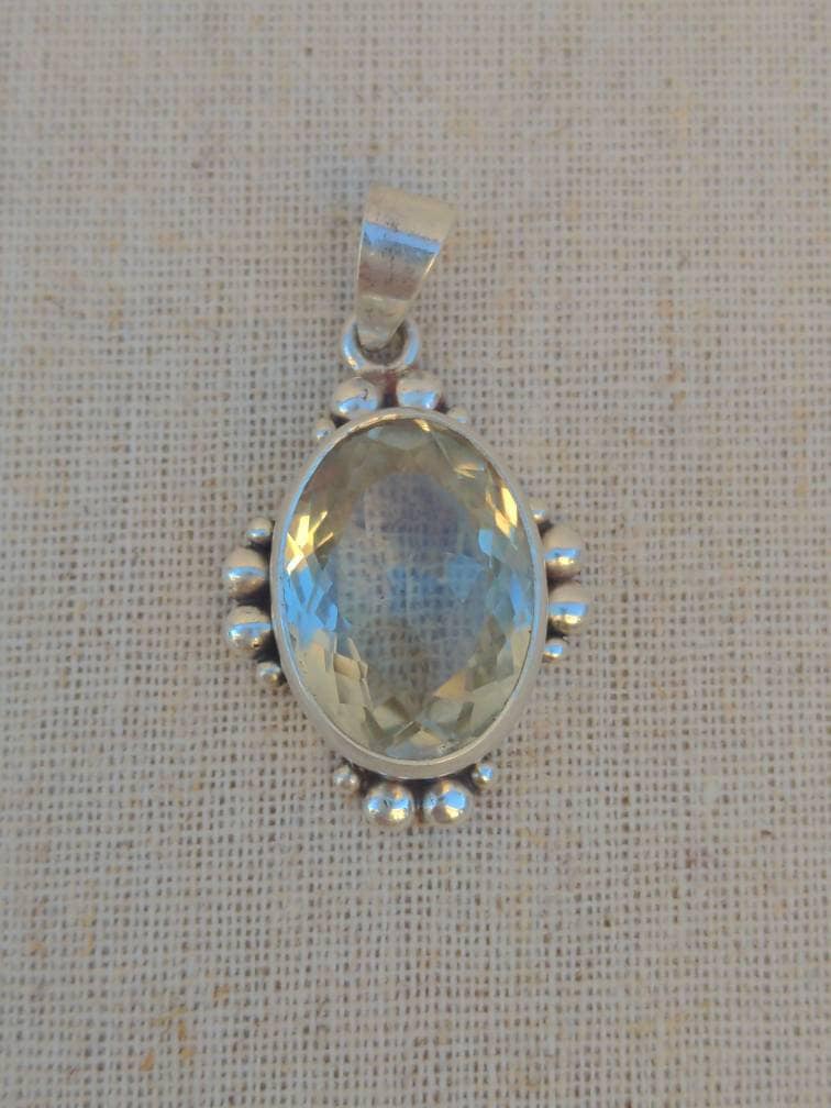 Handmade Oval Citrine Pendant: 925 Sterling Silver Gemstone