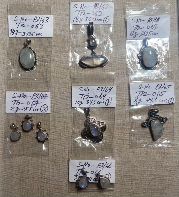 P3/62-67-  Moon stone Silver Handmade Pendant (T12-062-067)